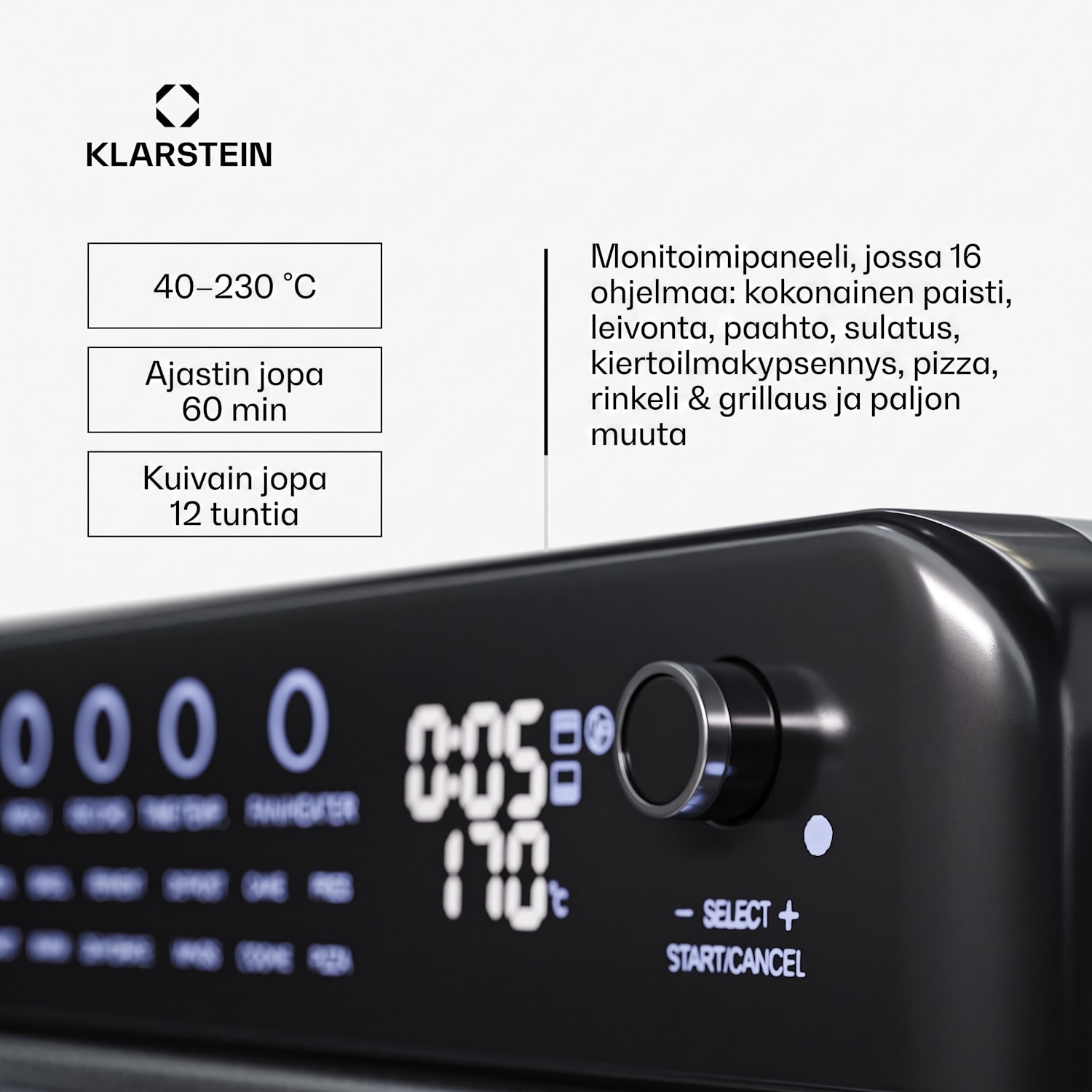 Air Glaze Digital kuumailmakeitin 2000 W 34 l 16 ohjelmaa ylä- ja alalämpö Digitaalinen | Ruostumaton Teräs