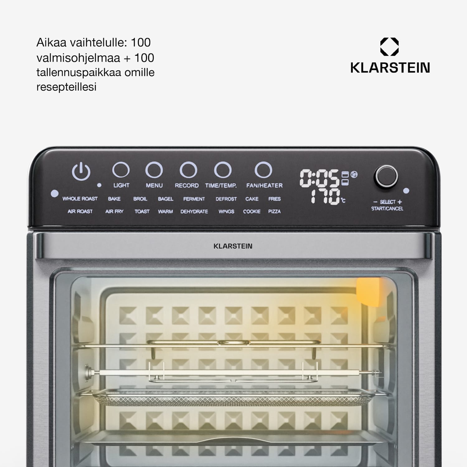 Air Glaze Digital kuumailmakeitin 2000 W 34 l 16 ohjelmaa ylä- ja alalämpö Digitaalinen | Ruostumaton Teräs