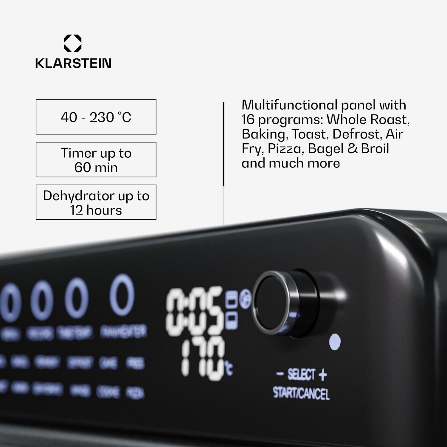 Air Glaze, digitální horkovzdušná fritéza, 2000 W, 34 l, 16 programů, horní a spodní ohřev 