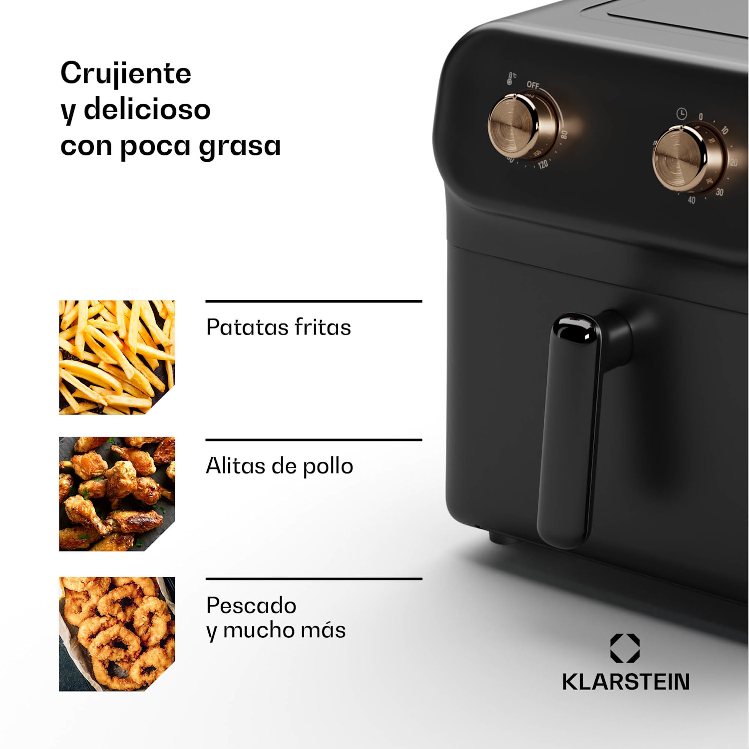 Freidora de aire caliente AeroCrisp 6, 1700 W, 6 litros, mandos giratorios 