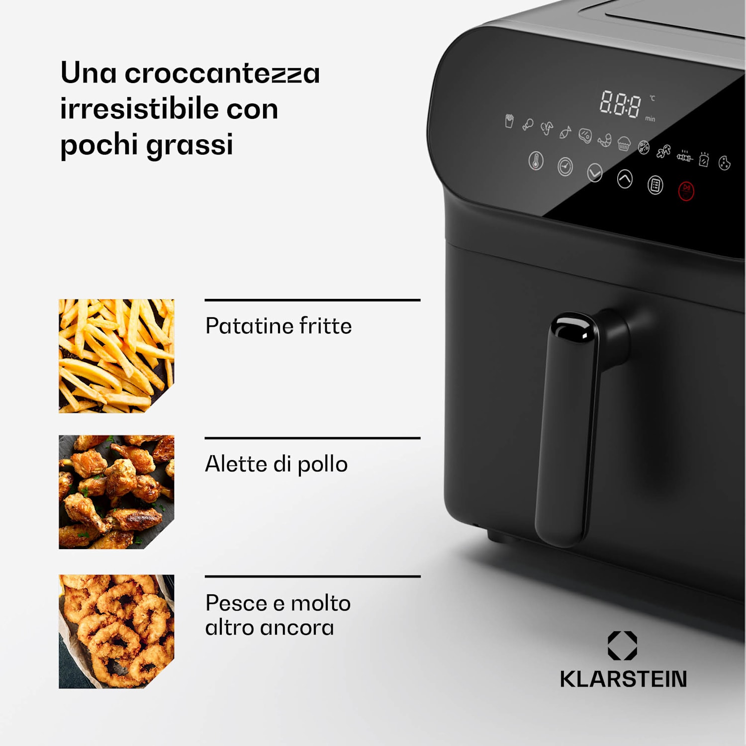 AeroCrisp 6 Digital - Friggitrice ad aria calda, 1700 W, 6 L, 12 programmi, touch Digitale | 6 L | Nero