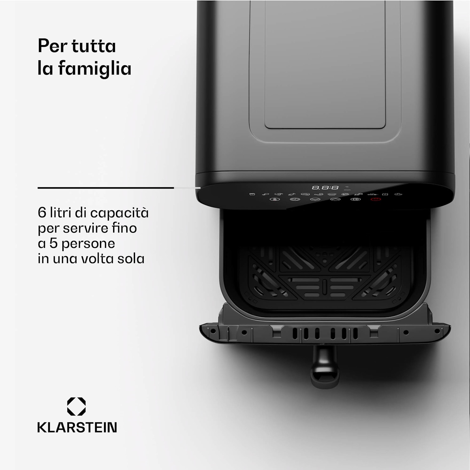 AeroCrisp 6 Digital - Friggitrice ad aria calda, 1700 W, 6 L, 12 programmi, touch Digitale | 6 L | Nero
