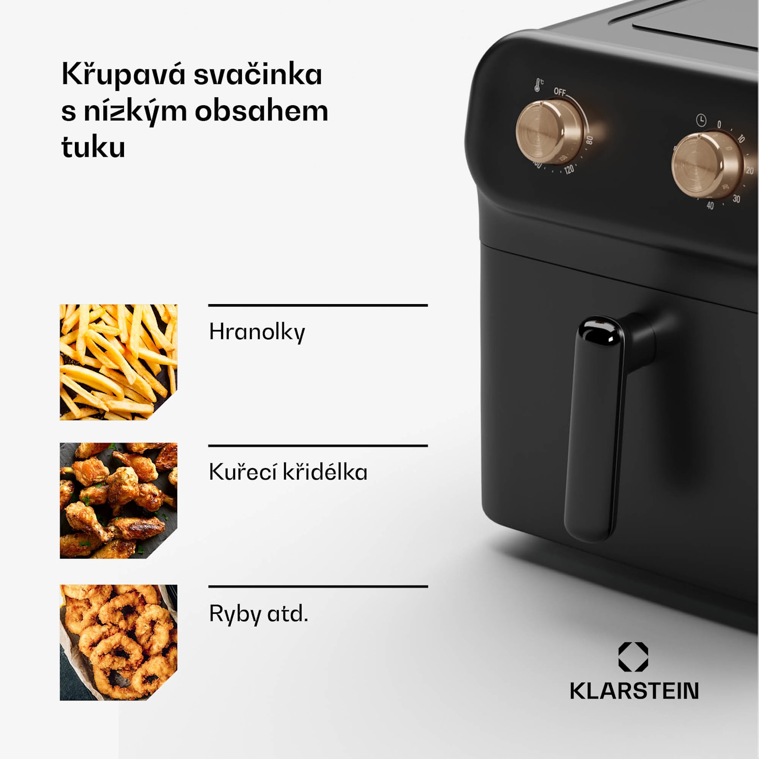 AeroCrisp 9, horkovzdušná fritéza, 1900 W, 9 litrů, otočné knoflíky Analogický | 9 Ltr | Černá