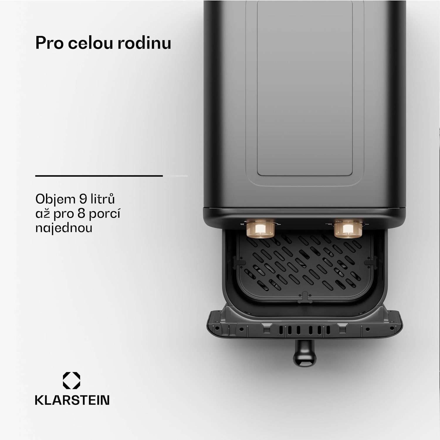 AeroCrisp 9, horkovzdušná fritéza, 1900 W, 9 litrů, otočné knoflíky Analogický | 9 Ltr | Černá