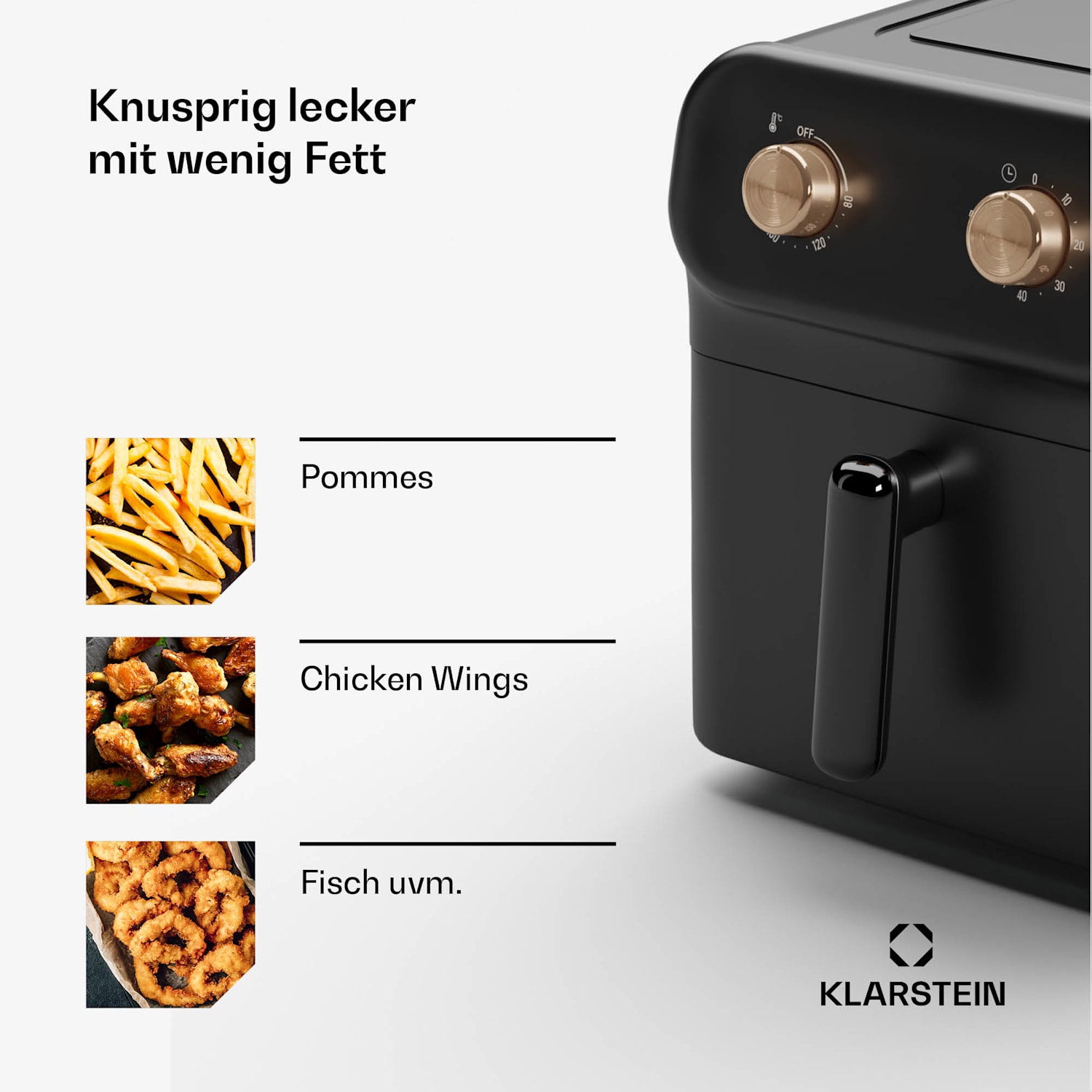 AeroCrisp 9 Heißluftfritteuse, 1900 W, 9 Liter, Drehknöpfe Analog | 9 Ltr | Schwarz