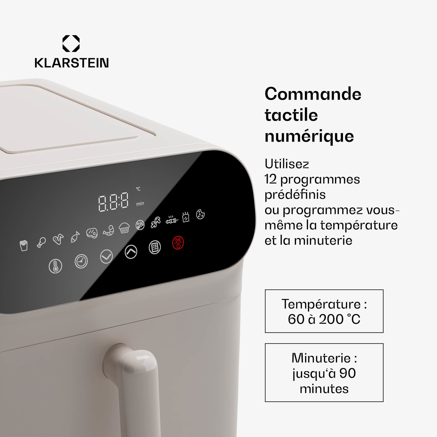 AeroCrisp 9 Digital Friteuse à air chaud 1900 W 9 litres 12 programmes tactile Numérique | 9 Ltr | Sable
