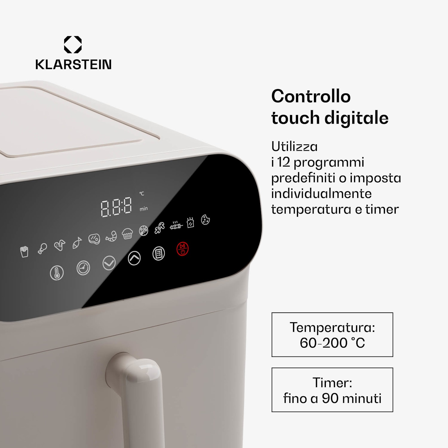 AeroCrisp 9 Digital - Friggitrice ad aria calda, 1900 W, 9 L, 12 programmi, touch 