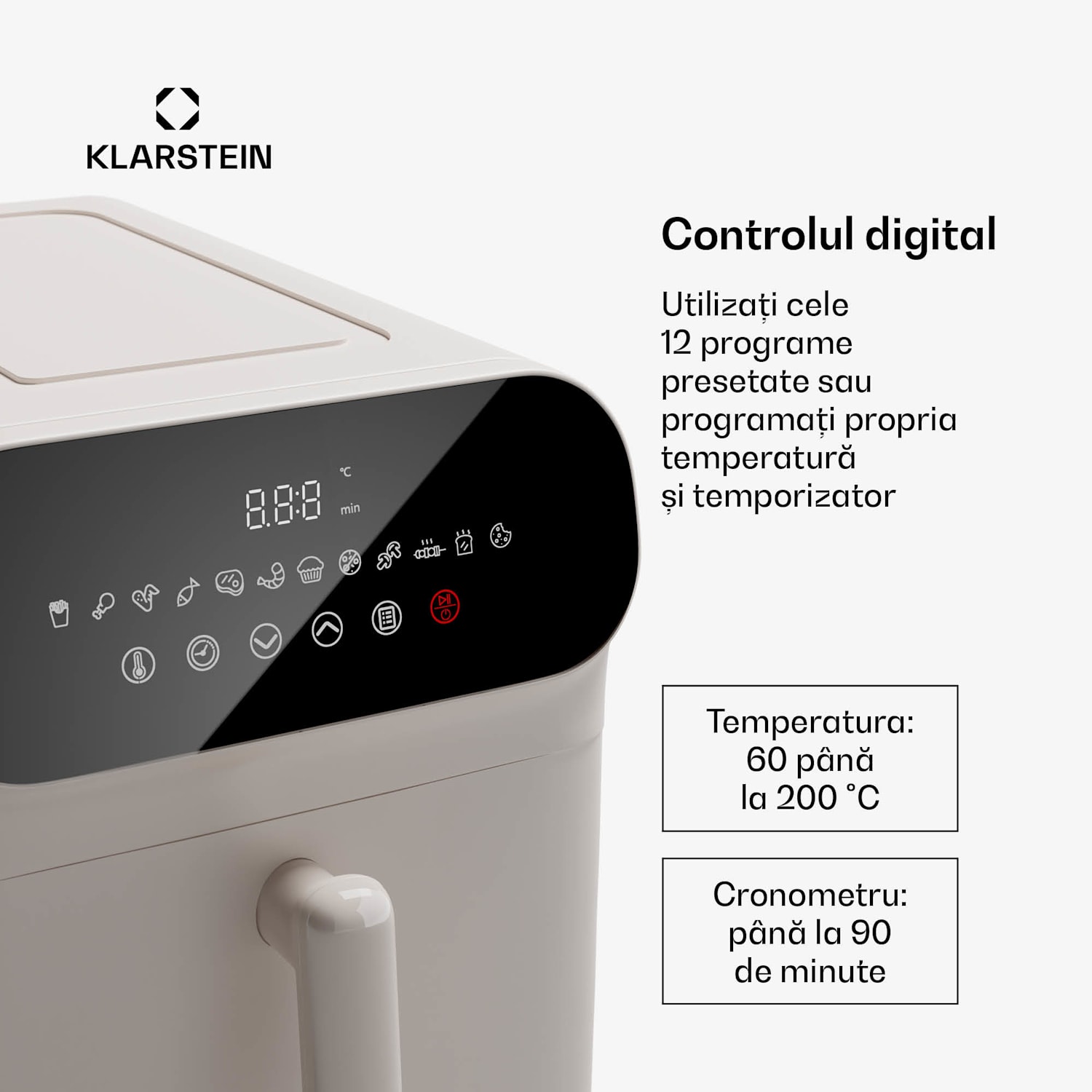 AeroCrisp 9 Digital, friteuză cu aer cald, 1900 W, 9 litri, 12 programe, control tactil 