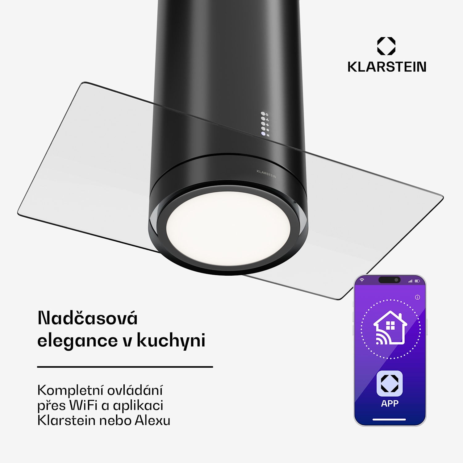 Beretta Premium Smart, ostrůvková digestoř, 544 m³/h, aplikace, odsávání/recirkulace vzduchu, LED, filtr s aktivním uhlím Černá