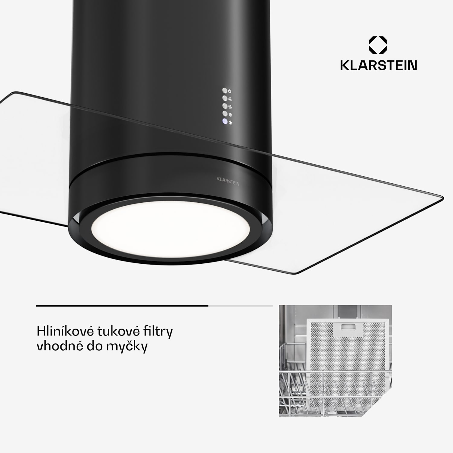 Beretta Premium Smart, ostrůvková digestoř, 544 m³/h, aplikace, odsávání/recirkulace vzduchu, LED, filtr s aktivním uhlím Černá