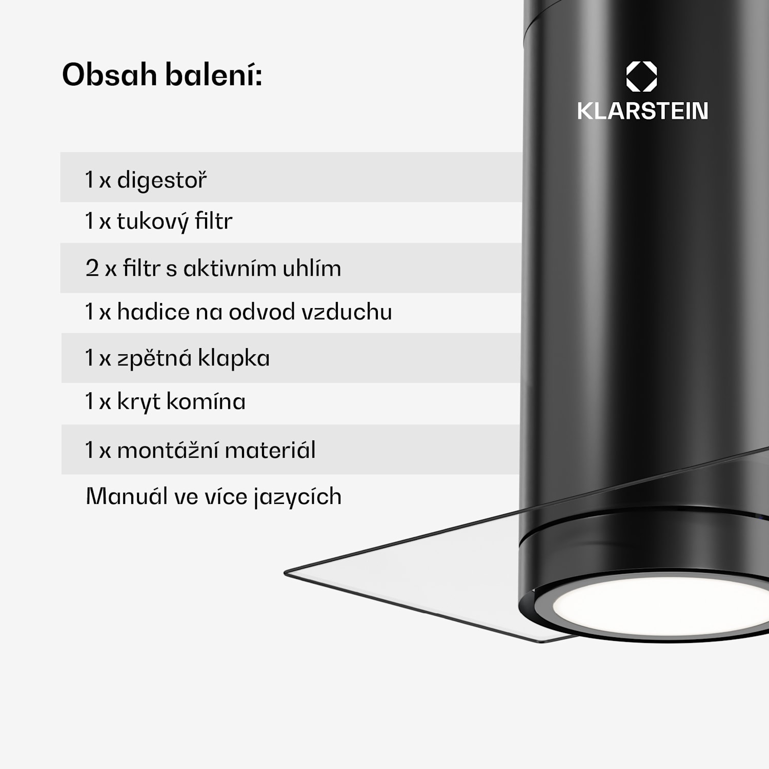 Beretta Premium Smart, ostrůvková digestoř, 544 m³/h, aplikace, odsávání/recirkulace vzduchu, LED, filtr s aktivním uhlím Černá