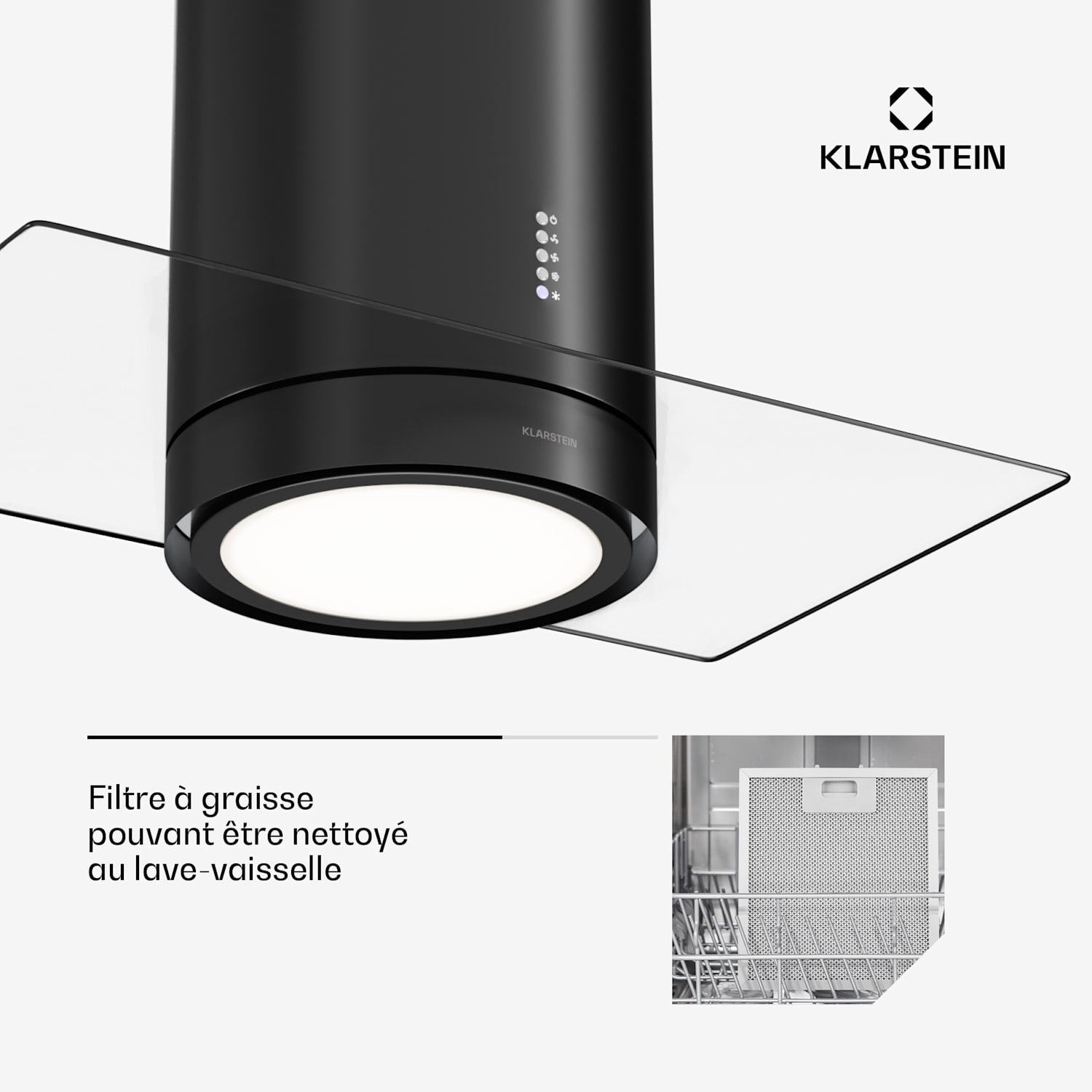 Beretta Premium Hotte aspirante îlot application évacuation/air recyclé 544 m³/h filtre à charbon actif LED Noir