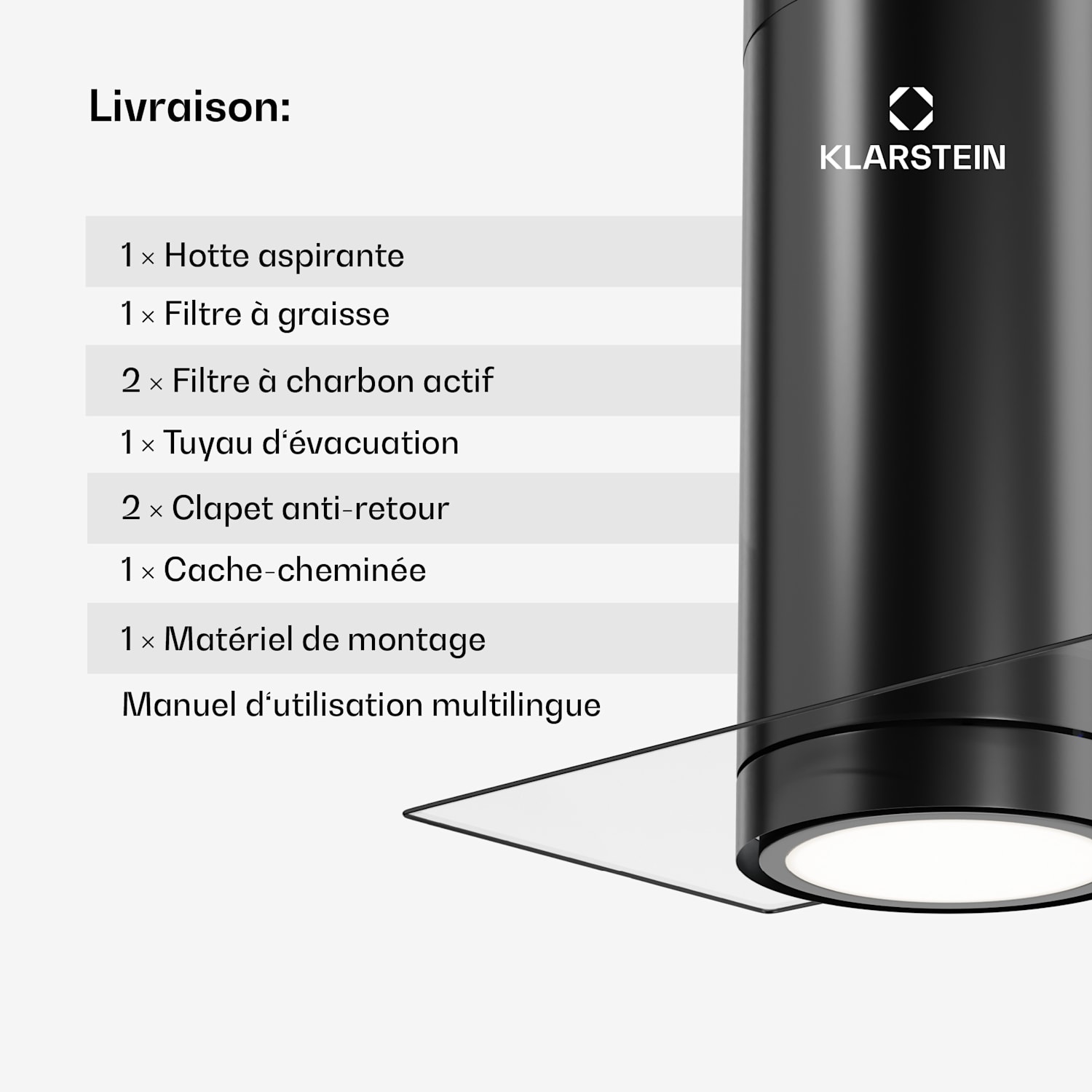 Beretta Premium Hotte aspirante îlot application évacuation/air recyclé 544 m³/h filtre à charbon actif LED Noir