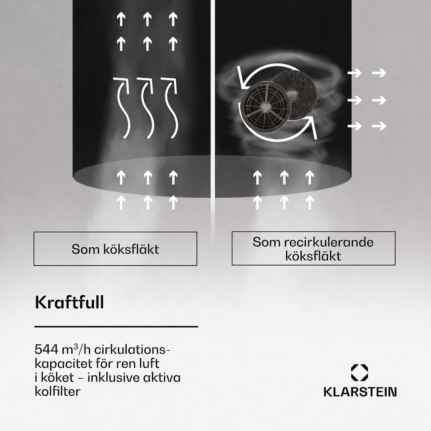 Beretta Premium köksfläkt för köksöar med app frånluft/cirkulationsluft 544 m³/h LED aktivt kolfilter 90 cm | Svart