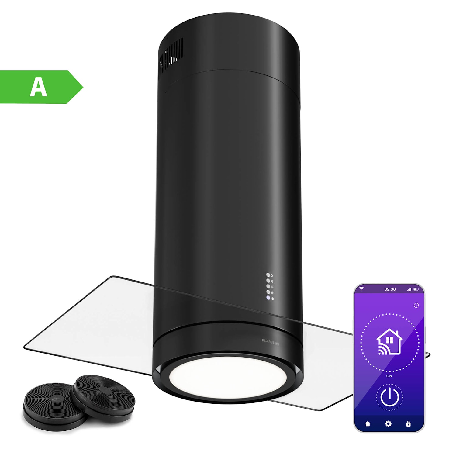 Beretta Premium eilandafzuigkap app afzuig-/recirculatiesysteem 544 m³/h led actief koolfilter Zwart