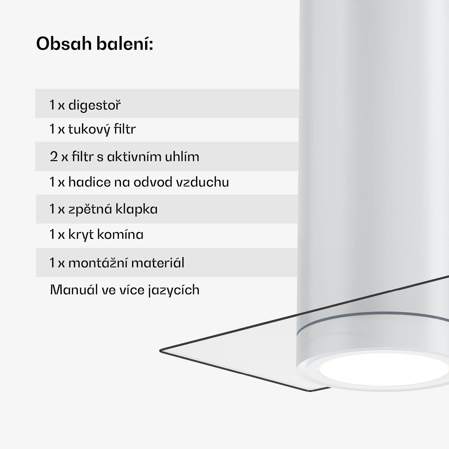 Beretta Premium Smart, ostrůvková digestoř, 544 m³/h, aplikace, odsávání/recirkulace vzduchu, LED, filtr s aktivním uhlím Bílá
