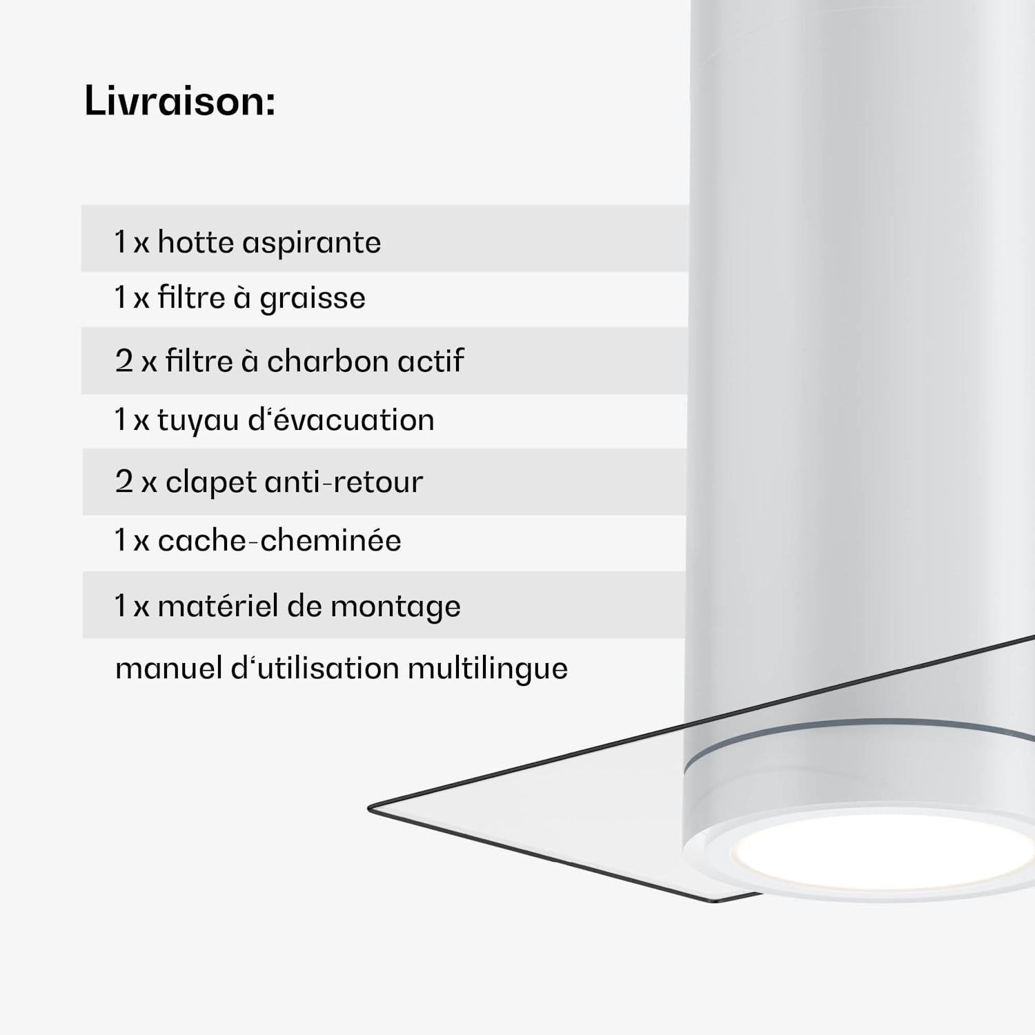 Beretta Premium eilandafzuigkap app afzuig-/recirculatiesysteem 544 m³/h led actief koolfilter Wit