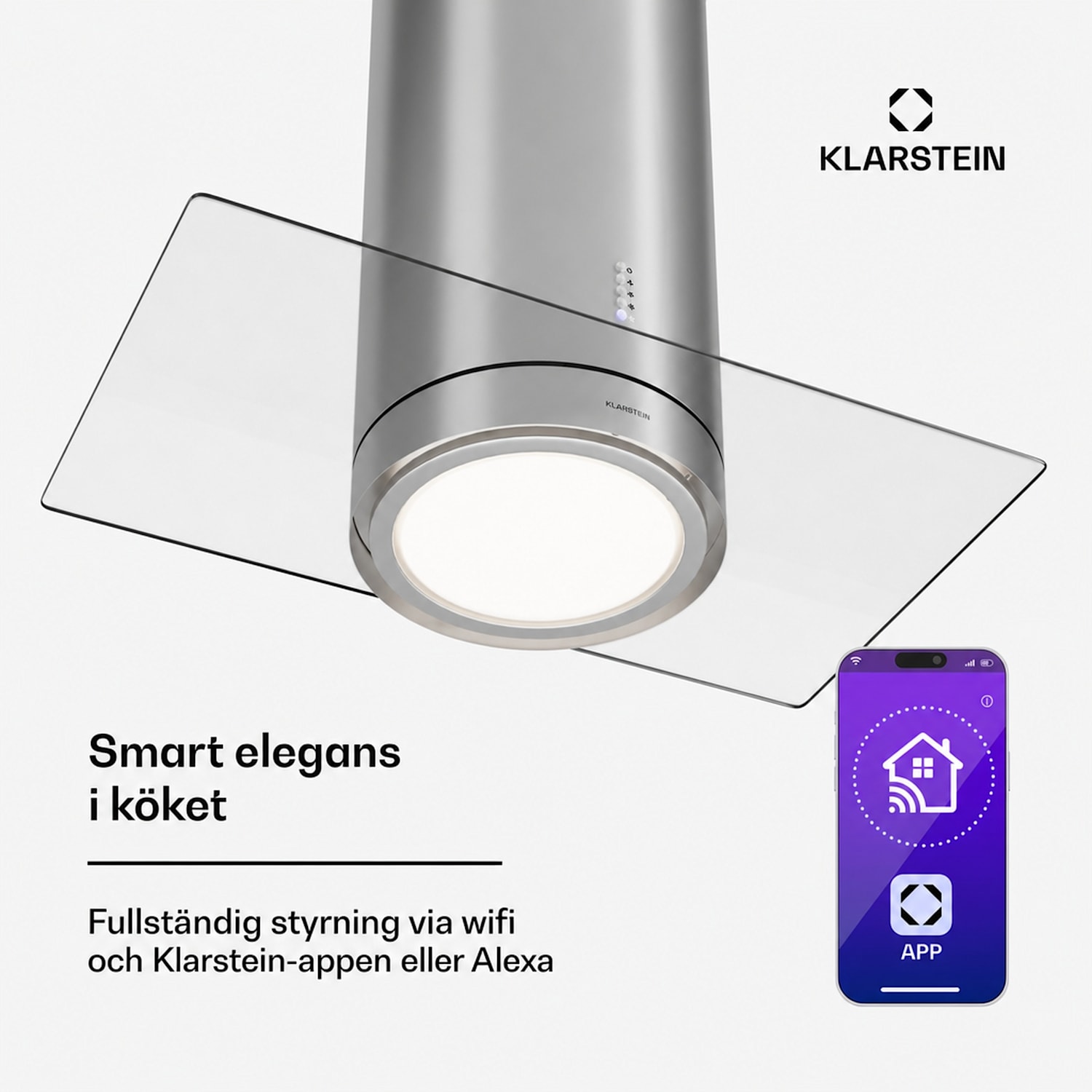 Beretta Premium köksfläkt för köksöar med app frånluft/cirkulationsluft 544 m³/h LED aktivt kolfilter 90 cm | Silver