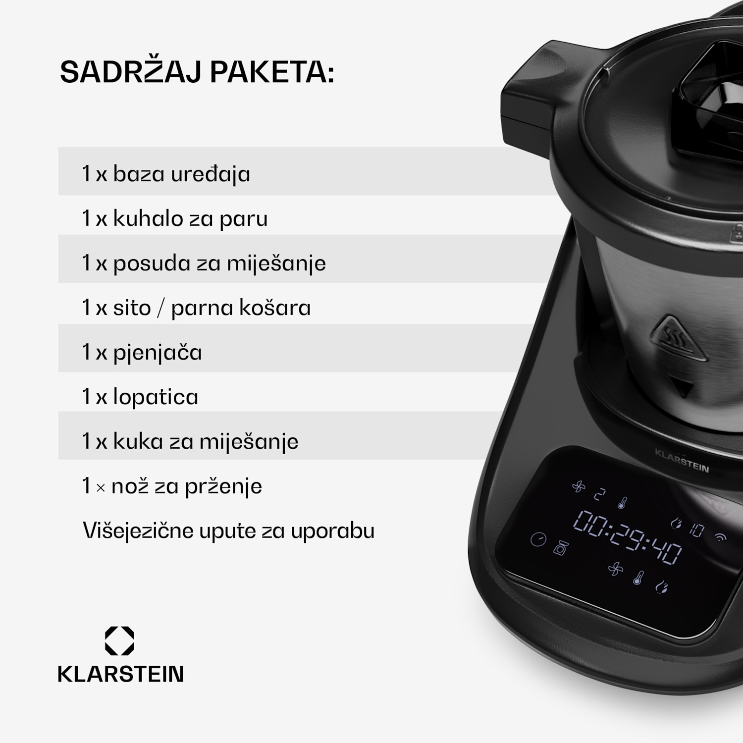 Aria Smart, multipraktik, 1700 W, 3,3 l, upravljanje putem aplikacije, nastavak za paru 