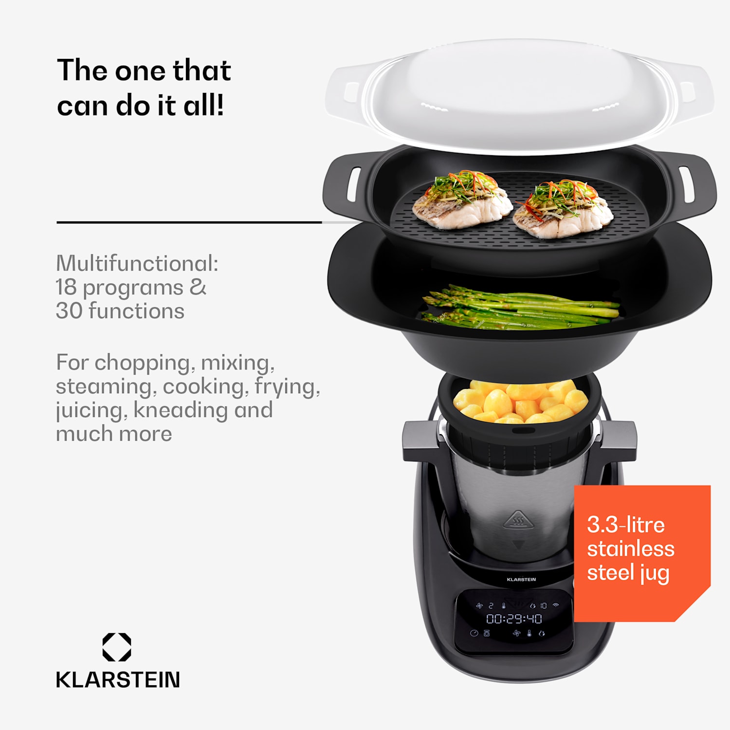 Aria Smart, multipraktik, 1700 W, 3,3 l, upravljanje putem aplikacije, nastavak za paru