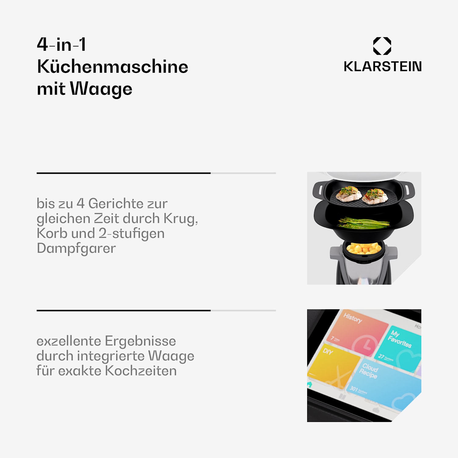 Aria Select Küchenmaschine 1700 Watt 4,7 Ltr App-Steuerung Dämpfaufsatz 5' TFT-Display 