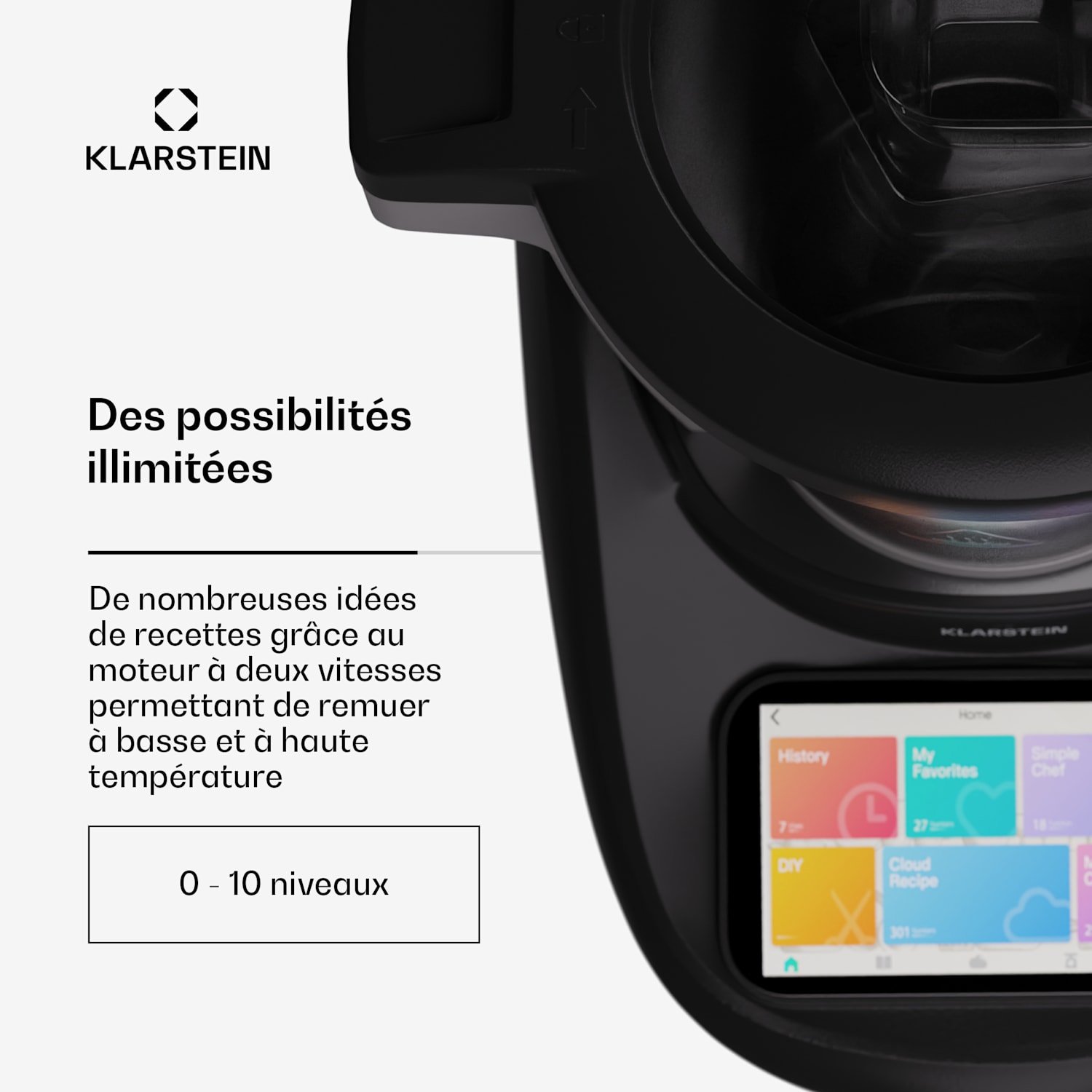 Aria Select robot culinaire 1700 watts 4,7 L contrôle par application accessoire vapeur écran TFT 5" 