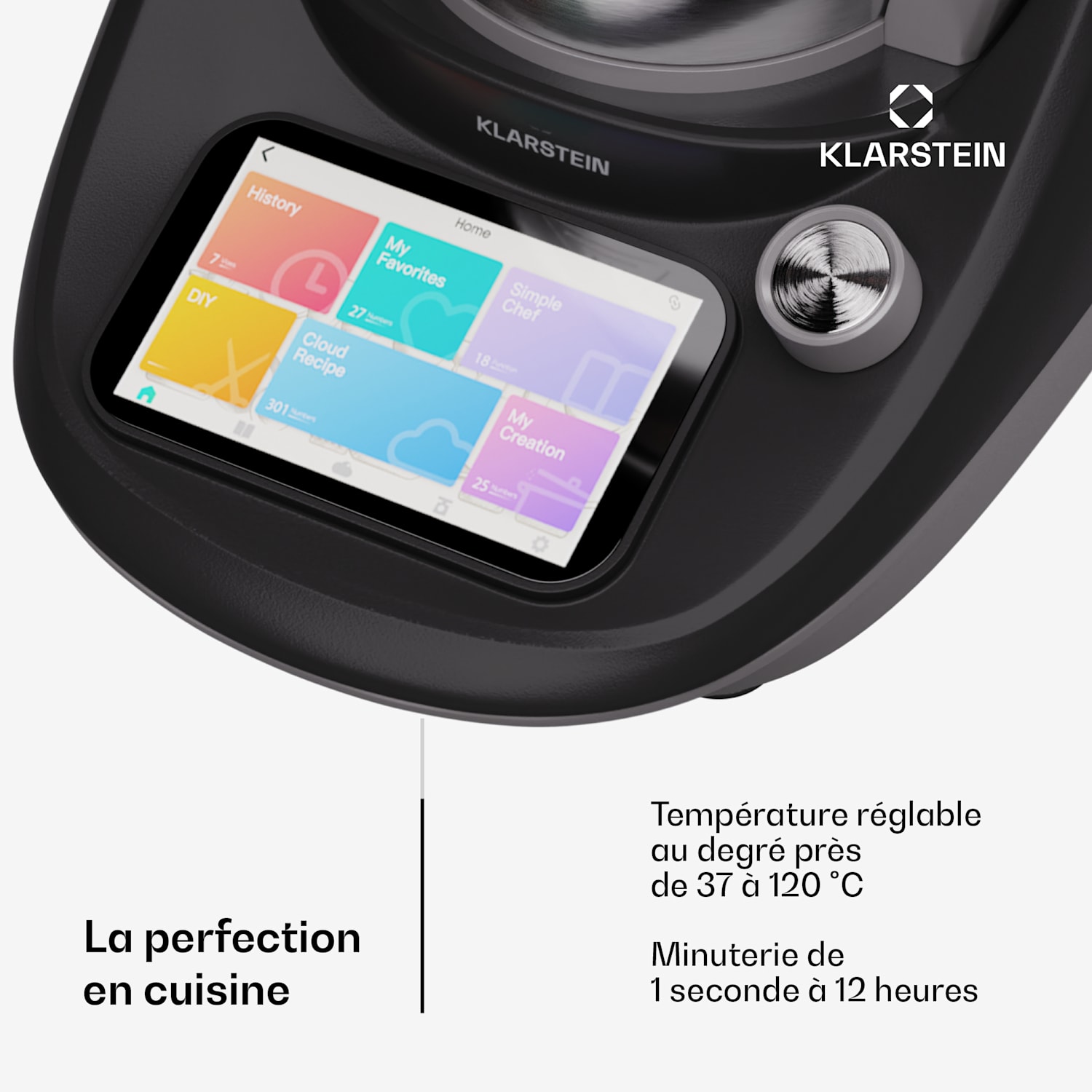 Aria Select robot culinaire 1700 watts 4,7 L contrôle par application accessoire vapeur écran TFT 5" 