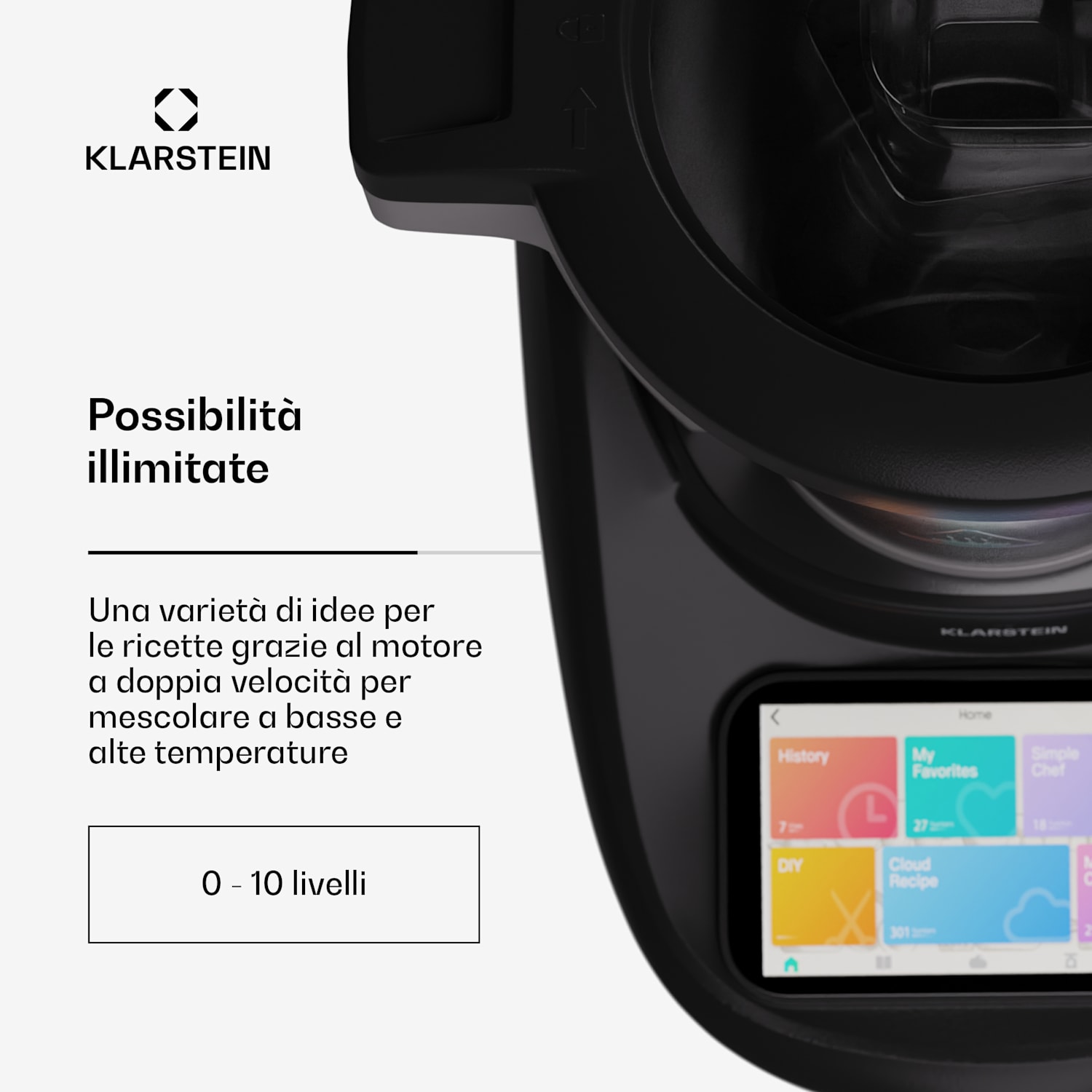 Aria Select - Robot da cucina, 1700 watt, 4,7 L, controllo tramite app, attacco per cottura al vapore, display TFT da 5" 