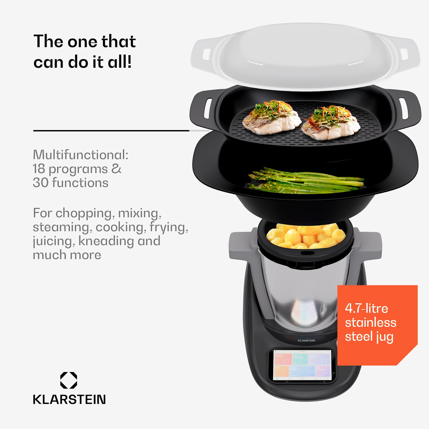 Aria Select Smart, kuhinjski robot, 1700 W, 4,7 l, upravljanje z aplikacijo, parni nastavek, 5' TFT zaslon 