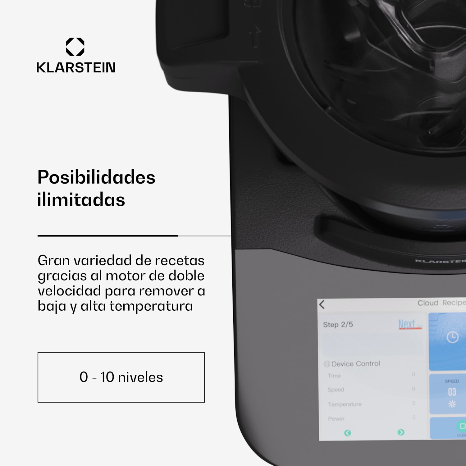 Robot de cocina Aria Grande 1700 vatios 4,7 litros control por aplicación accesorio vaporizador pantalla TFT 7' 