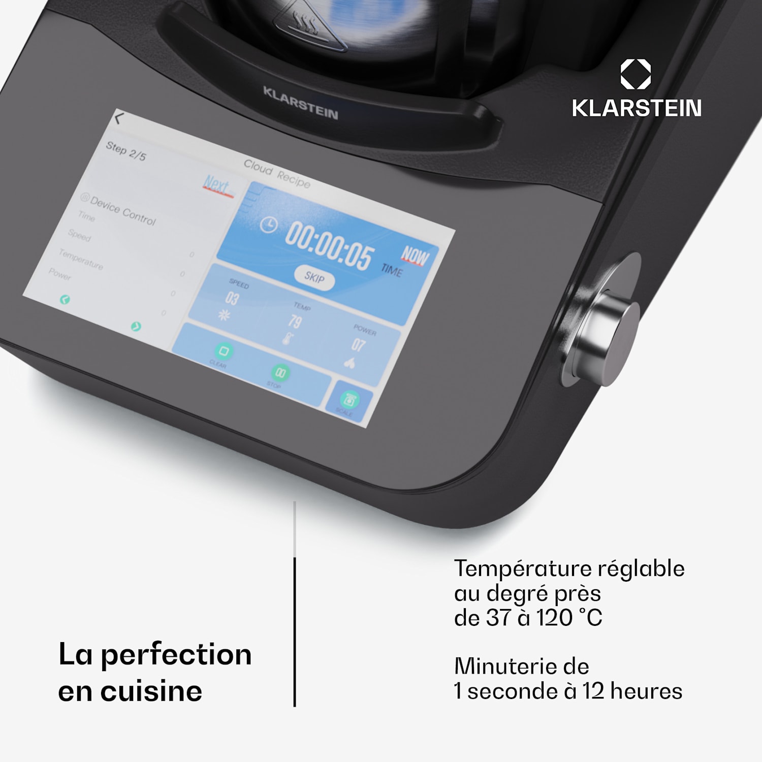Aria Grande robot culinaire 1700 watts 4,7 L contrôle par application accessoire vapeur écran TFT 7" 