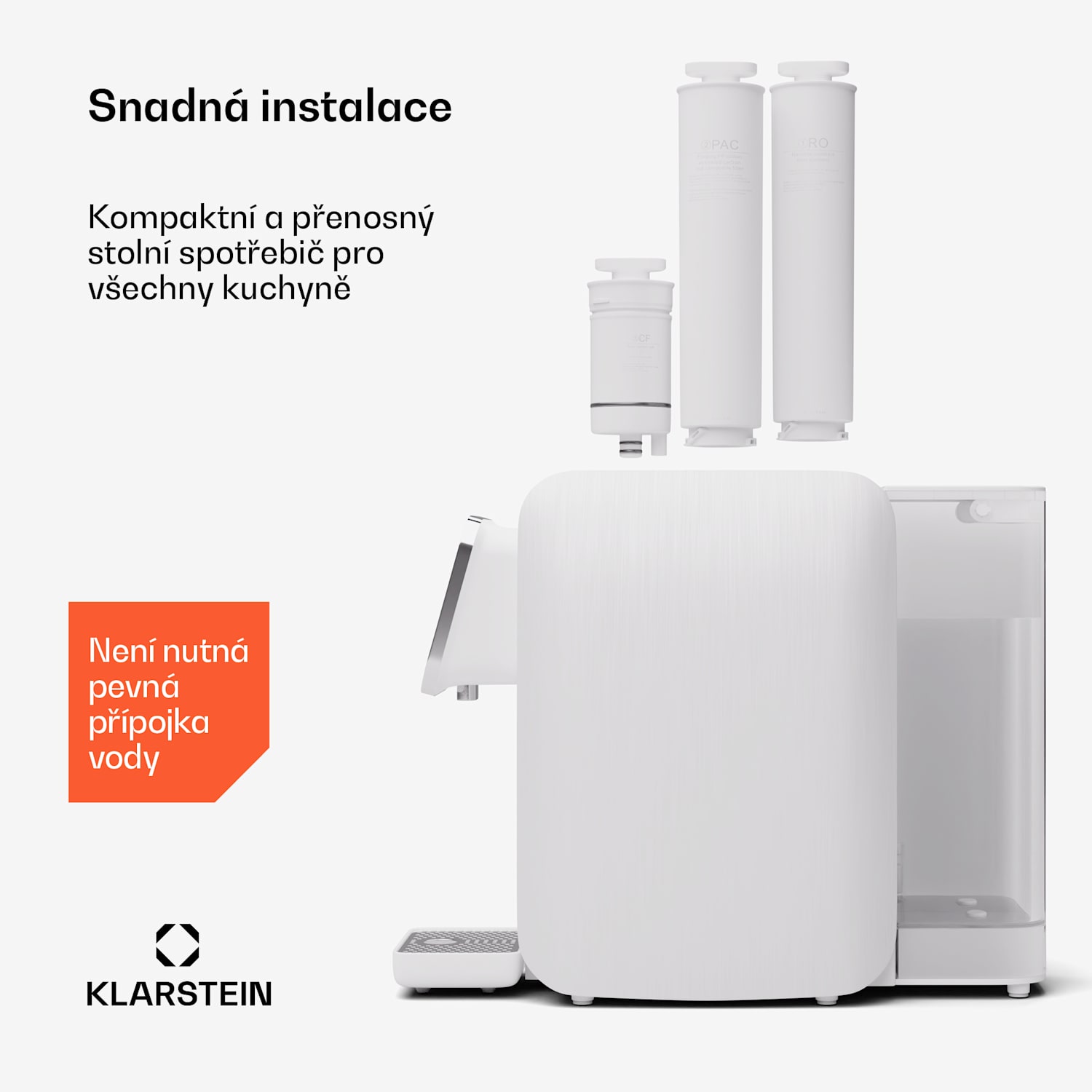 AquaLine 3L, čistička vody, 5stupňová filtrace, objem 3 l, 6 různých stupňů teplot vody, bílá barva 