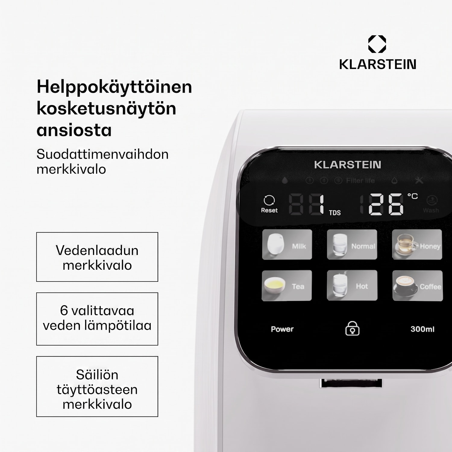 AquaLine 3L vedenpuhdistin 5-portainen suodatus 6 veden lämpötilaa 3 l tilavuus valkoinen Valkoinen