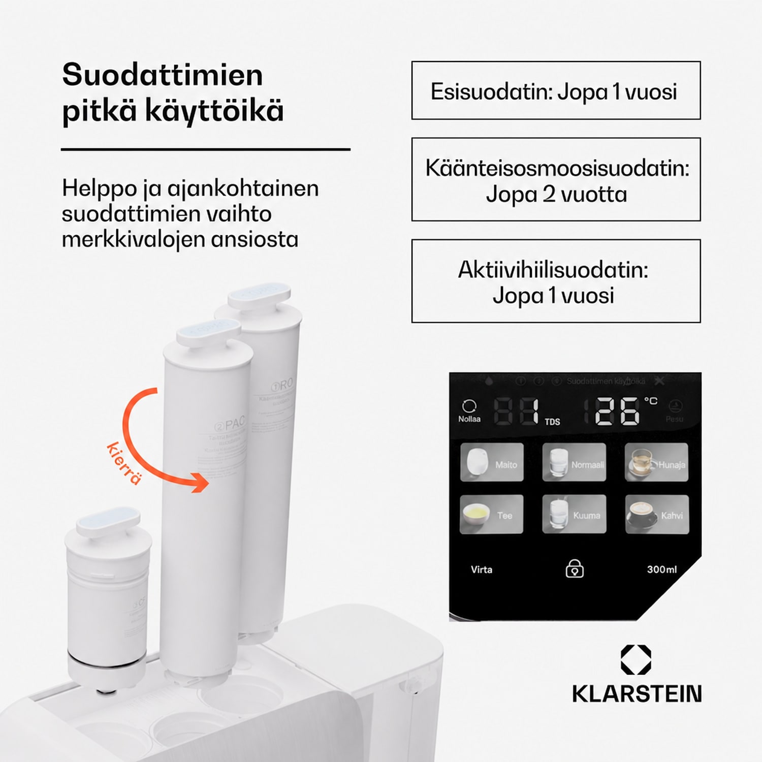 AquaLine 3L vedenpuhdistin 5-portainen suodatus 6 veden lämpötilaa 3 l tilavuus valkoinen Valkoinen