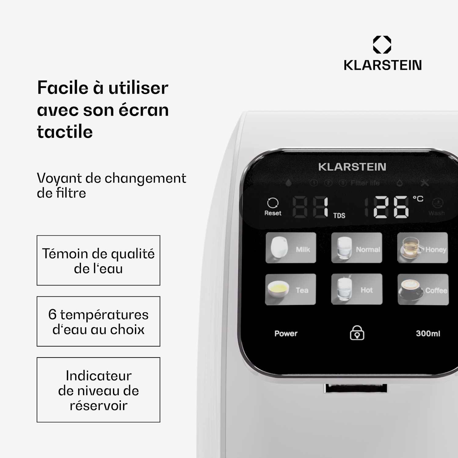 AquaLine 3L waterfilter 5 standen filtratie 6 watertemperaturen 3 L capaciteit wit Wit