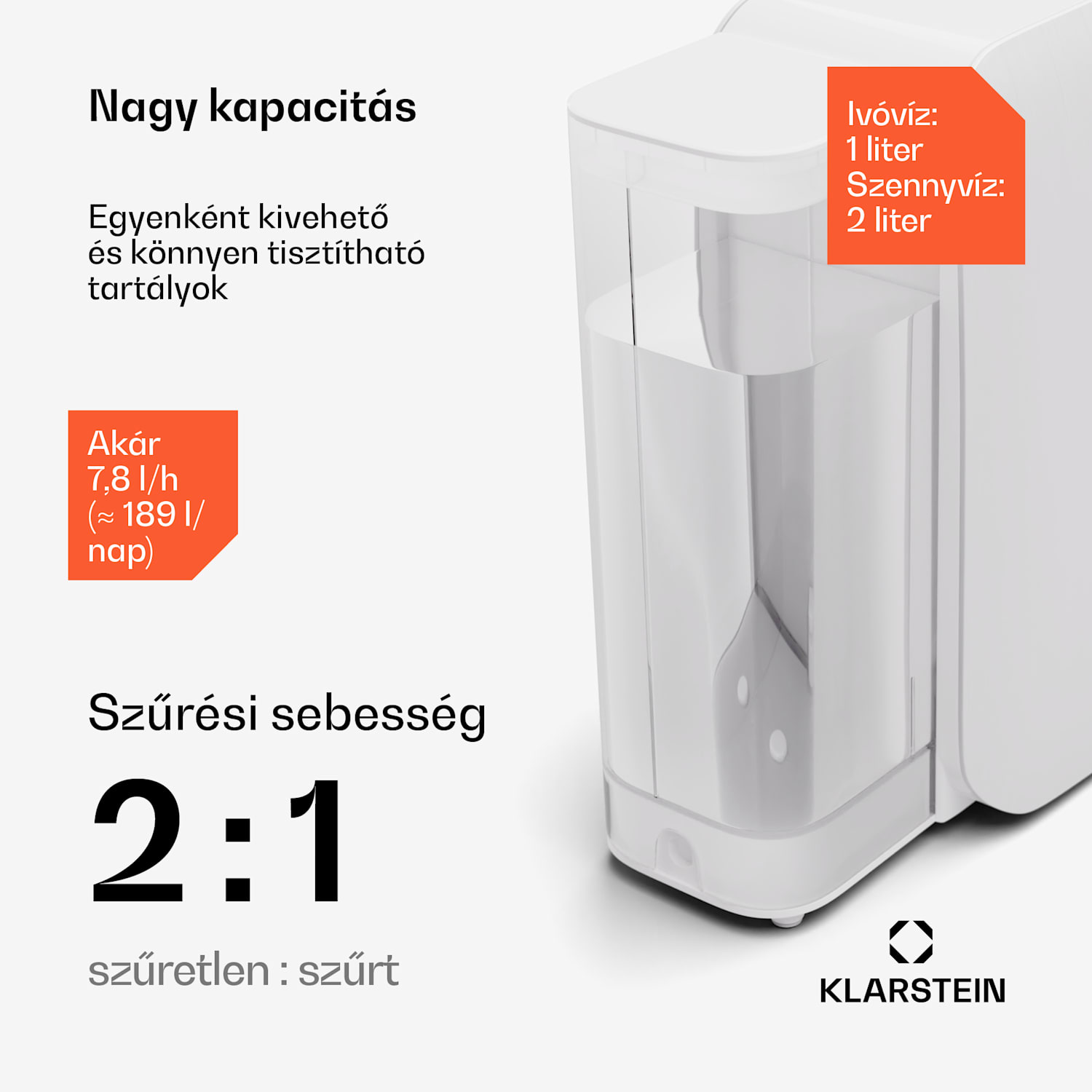 AquaLine 3L, víztisztító, 5 fokozatú szűrés, 3 l térfogat, 6 vízhőmérséklet, fehér Fehér