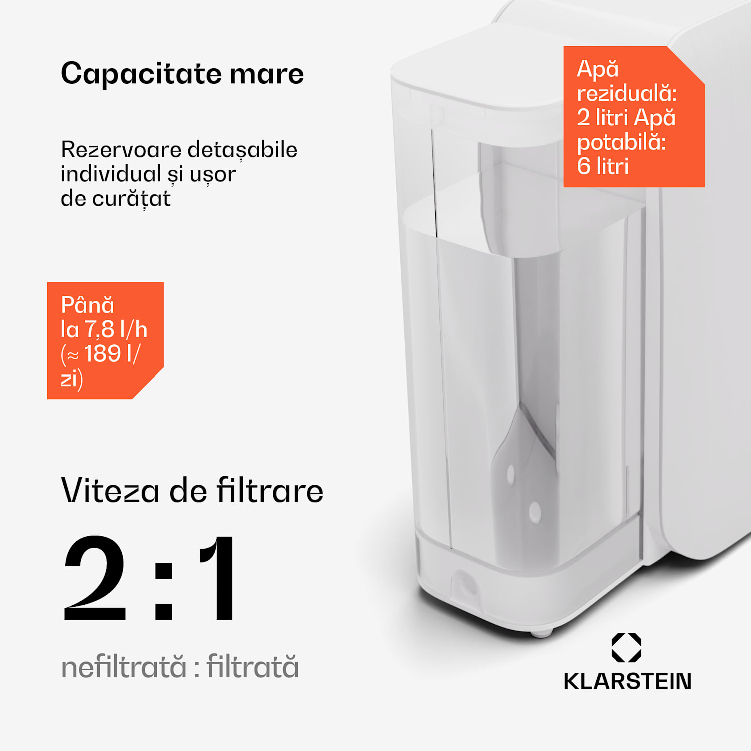 AquaLine 3L, purificator de apă, filtrare în 5 trepte, volum 3 l, 6 temperaturi ale apei, alb Alb