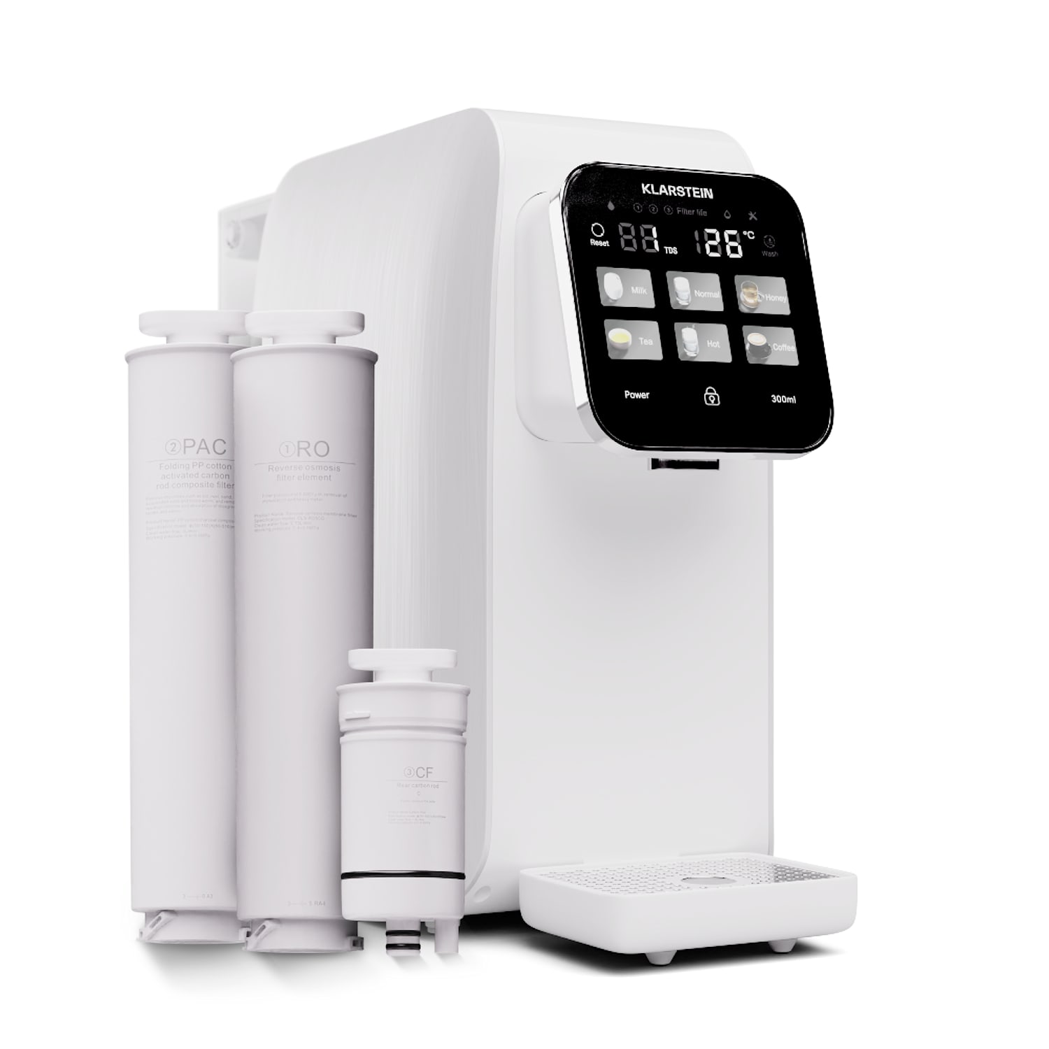 AquaLine 3L Purificador de agua Filtrado de 5 etapas 6 temperaturas del agua Capacidad de 3 litros Blanco Blanco