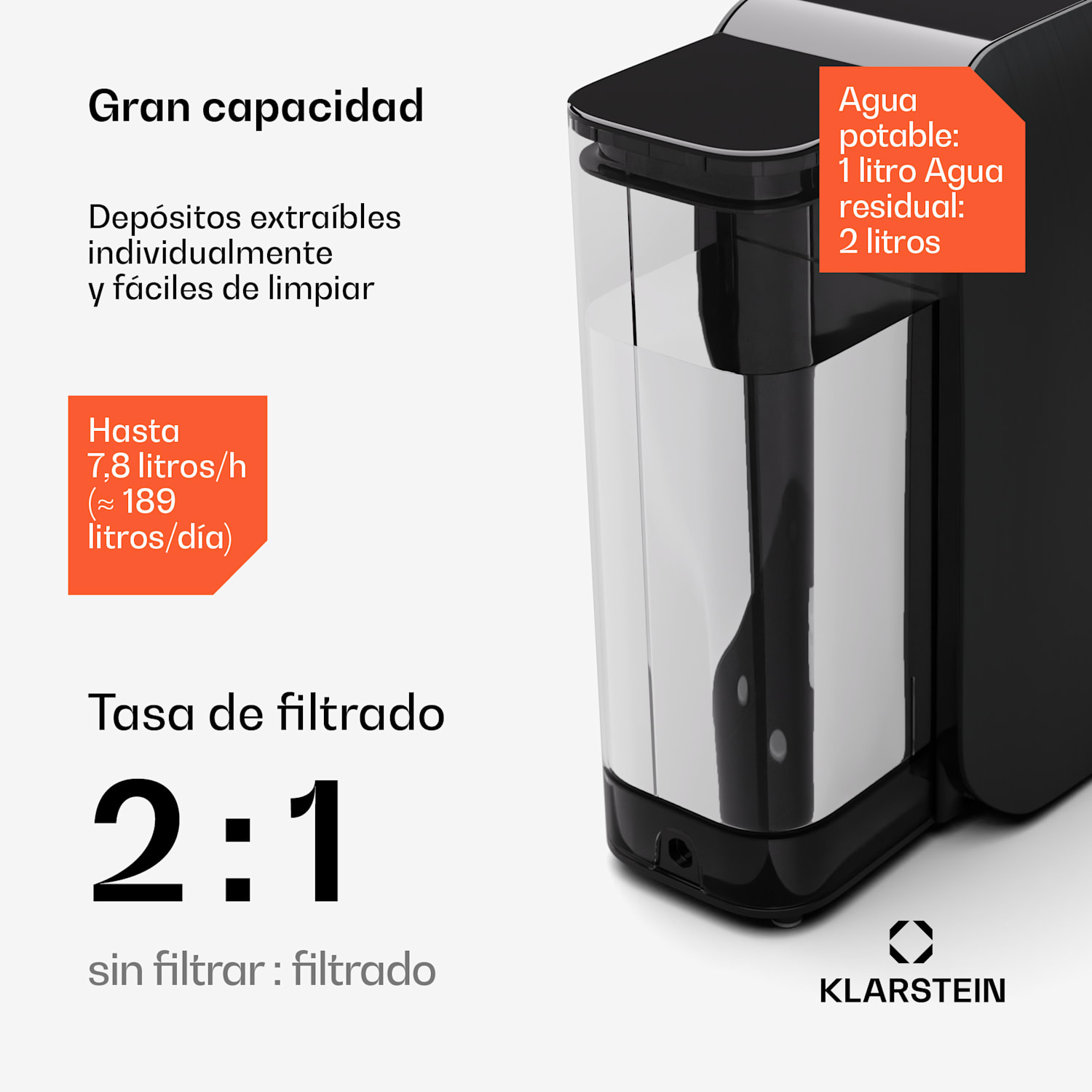 AquaLine 3L Purificador de agua Filtrado de 5 etapas 6 temperaturas del agua Capacidad de 3 litros negro Negro