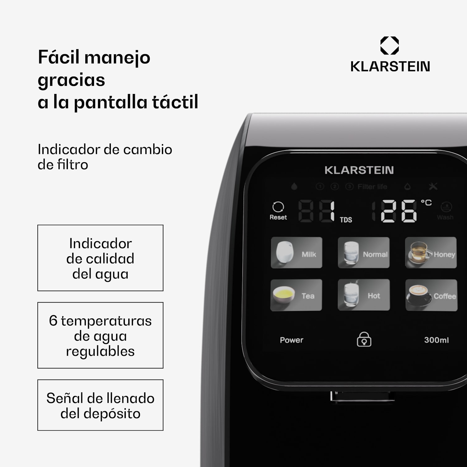 AquaLine 3L Purificador de agua Filtrado de 5 etapas 6 temperaturas del agua Capacidad de 3 litros negro Negro