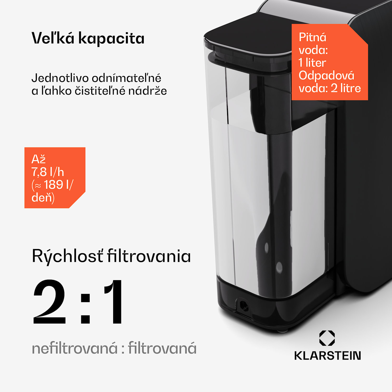 AquaLine 3L, čistička vody, 5-stupňová filtrácia, objem 3 l, 6 teplôt vody, čierna Čierna