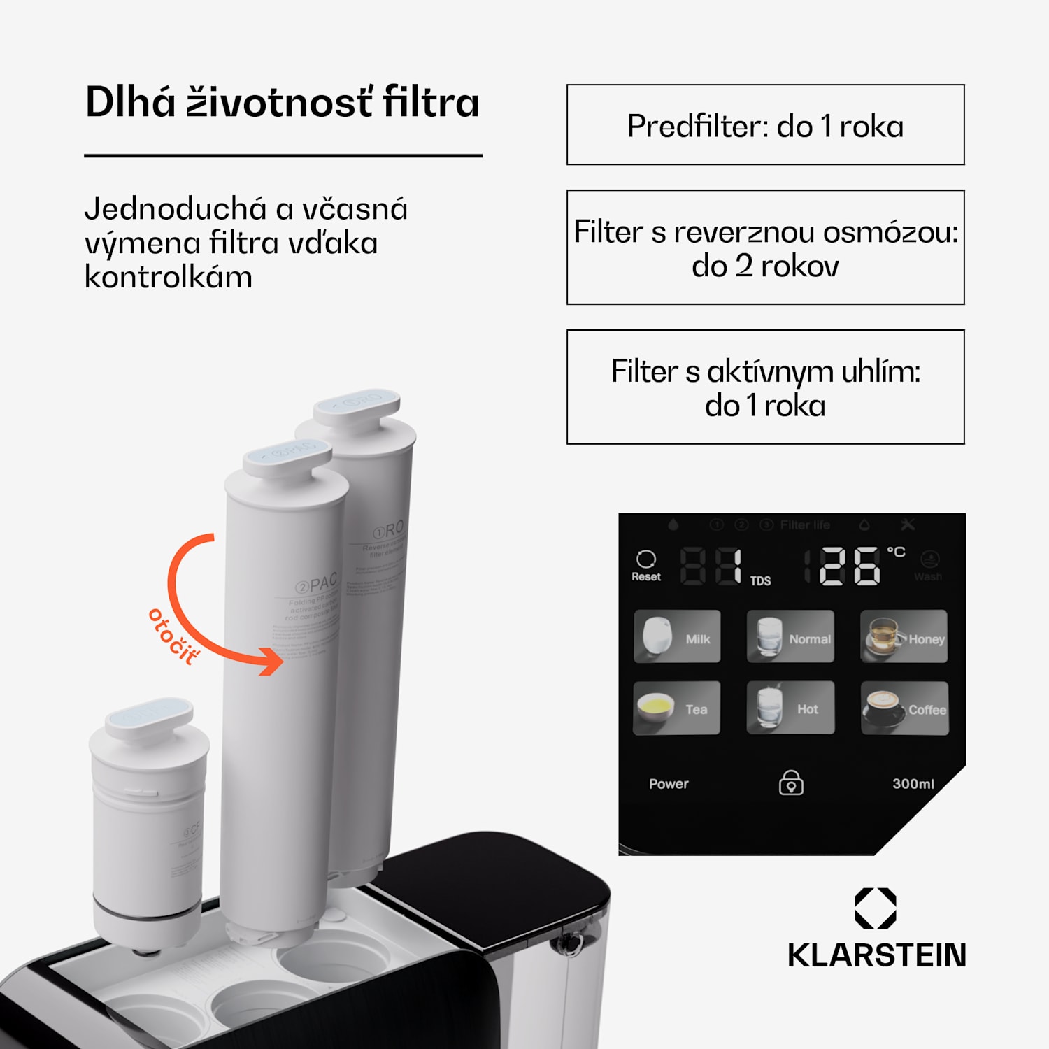 AquaLine 3L, čistička vody, 5-stupňová filtrácia, objem 3 l, 6 teplôt vody, čierna Čierna