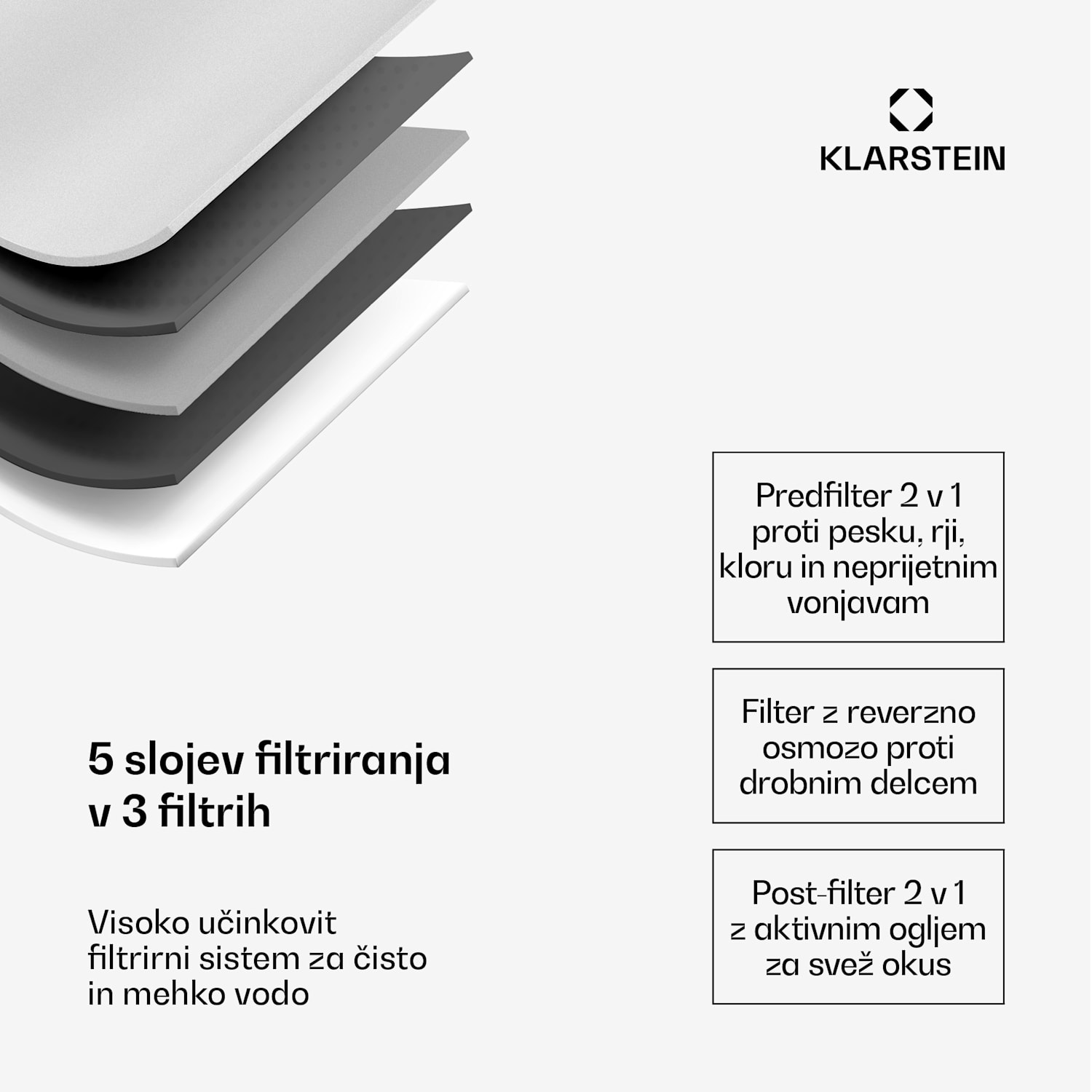 AquaLine 3L, čistilec za vodo, 5-stopenjsko filtriranje, prostornina 3 l, 6 temperatur vode, bela Črna
