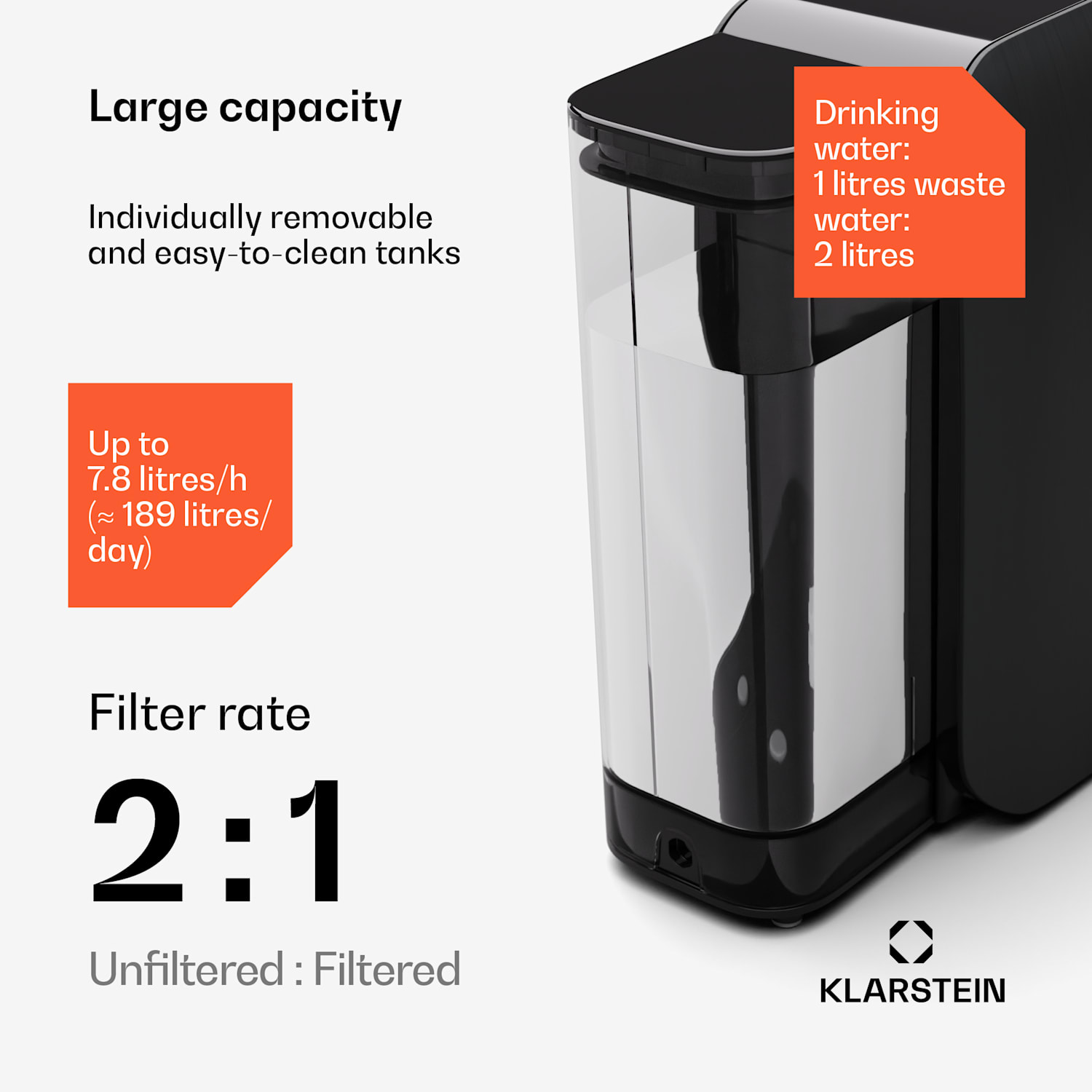 AquaLine 3L -vedenpuhdistin 5-portainen suodatus 6 veden lämpötilaa 3 l tilavuus musta Musta