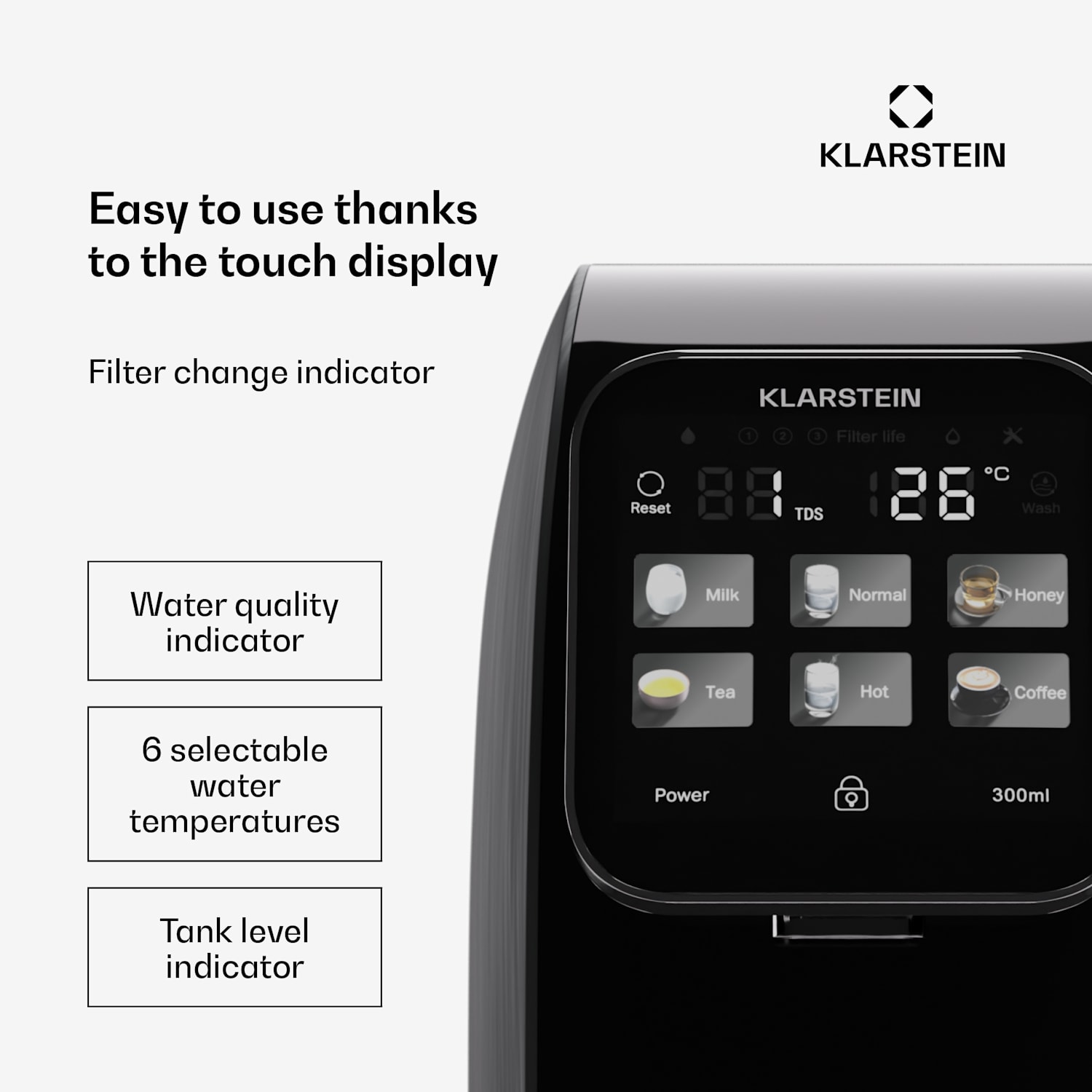 AquaLine 3L -vedenpuhdistin 5-portainen suodatus 6 veden lämpötilaa 3 l tilavuus musta Musta