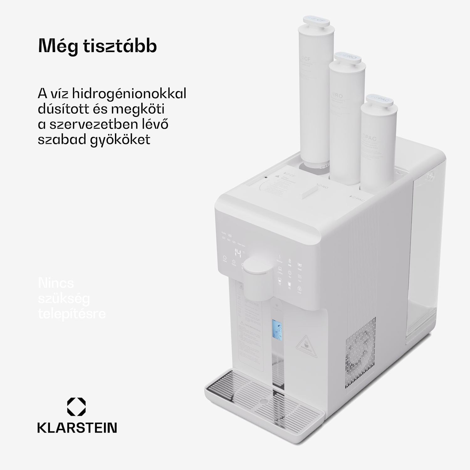 AquaFina 6L, víztisztító, 5 fokozatú szűrés, 6 l térfogat, HD érintős kijlező, 6 vízhőmérséklet, fehér Fehér