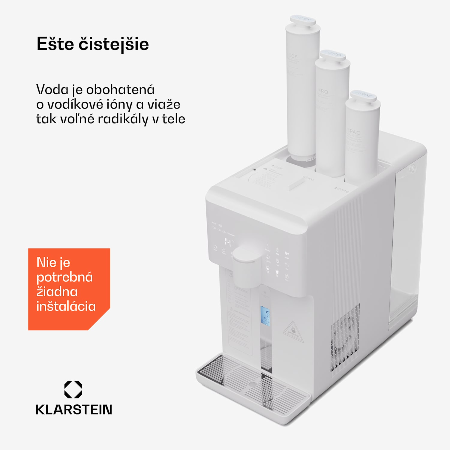 AquaFina 6L, čistička vody, 5-stupňová filtrácia, objem 6 l, HD dotykový displej, 6 teplôt vody, biela Biela