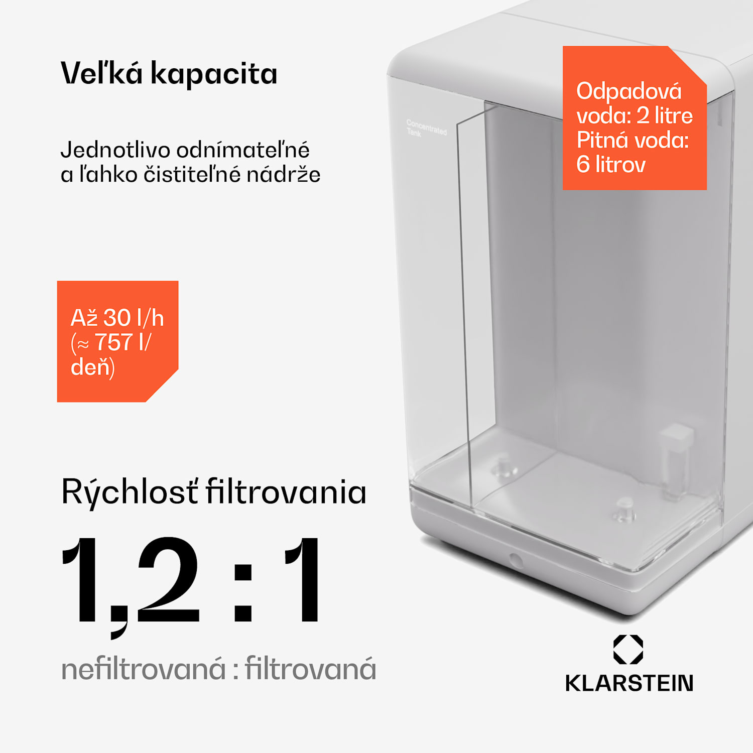 AquaFina 6L, čistička vody, 5-stupňová filtrácia, objem 6 l, HD dotykový displej, 6 teplôt vody, biela Biela