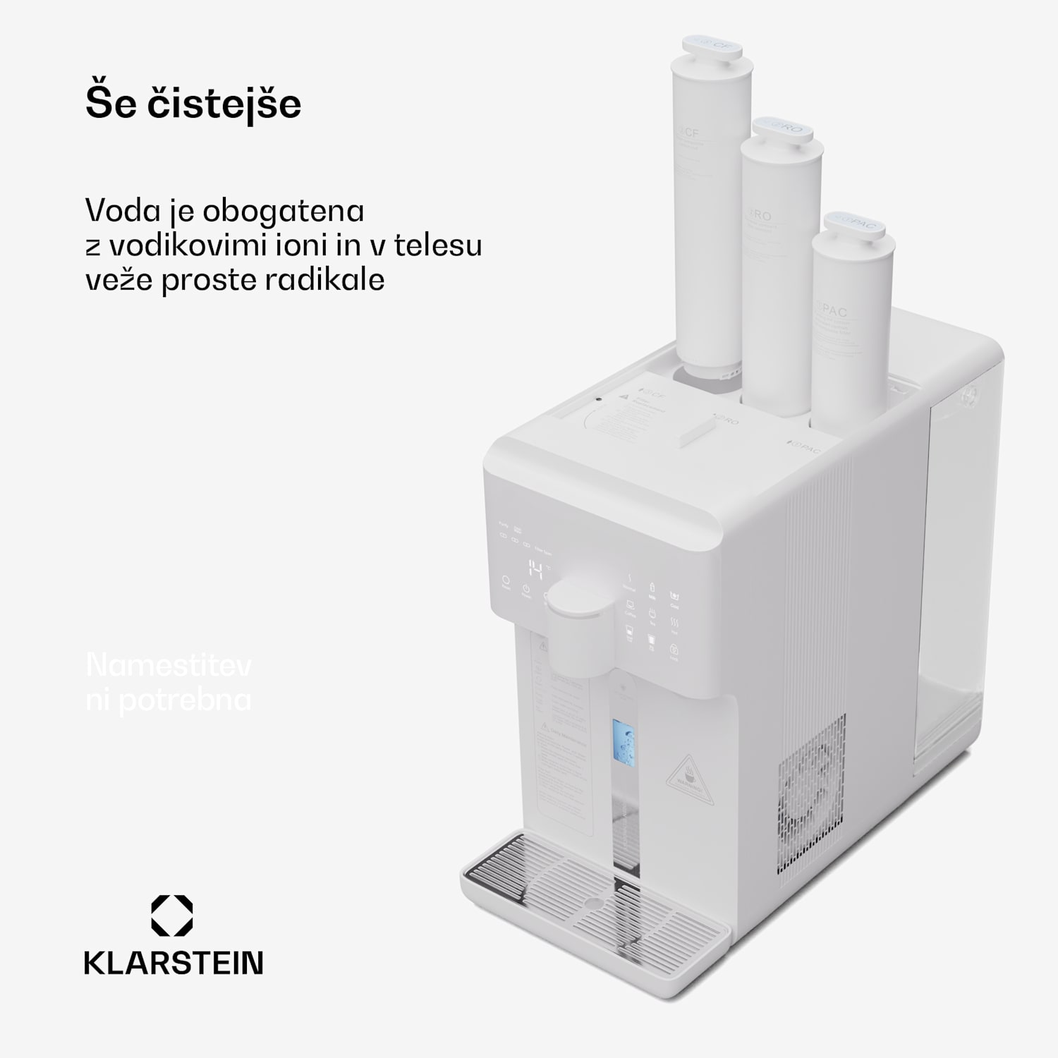 AquaFina 6L, čistilec za vodo, 5-stopenjsko filtriranje, prostornina 6 l, 6 temperatur vode, bela Bela