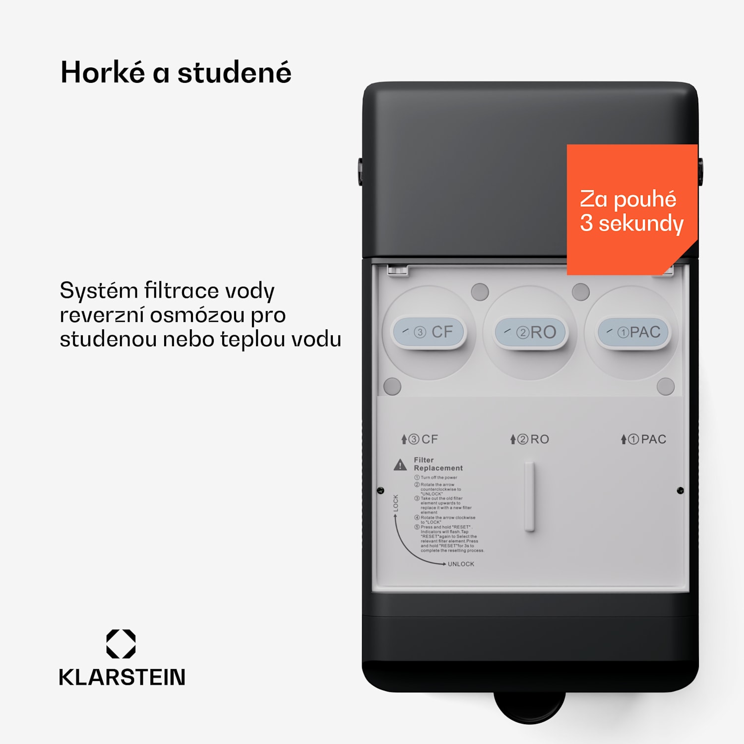 AquaLine 6L, čistička vody, 5stupňová filtrace, objem 6 l, HD dotykový displej, 6 teplot vody, černá Černá